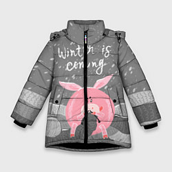 Куртка зимняя для девочки Pig: Winter is Coming, цвет: 3D-черный