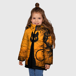 Куртка зимняя для девочки Halloween Cat, цвет: 3D-черный — фото 2