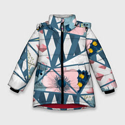 Куртка зимняя для девочки Нежная геометрия, цвет: 3D-красный