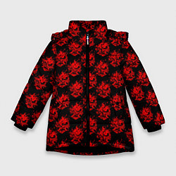 Куртка зимняя для девочки Cyberpunk 2077: Samurai Pattern, цвет: 3D-черный