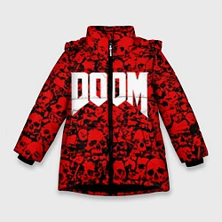Куртка зимняя для девочки DOOM: Blooded Skuls, цвет: 3D-черный
