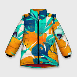 Куртка зимняя для девочки Лазурные тропики, цвет: 3D-красный