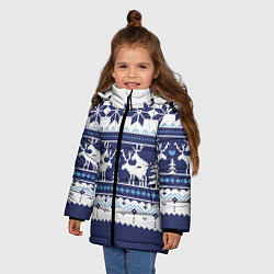 Куртка зимняя для девочки Узор с оленями, цвет: 3D-черный — фото 2