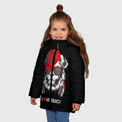 Куртка зимняя для девочки I love music!, цвет: 3D-черный — фото 2