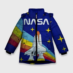 Куртка зимняя для девочки NASA: Magic Space, цвет: 3D-черный