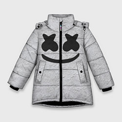 Куртка зимняя для девочки Marshmello: Grey Face, цвет: 3D-черный
