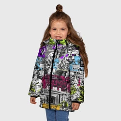 Куртка зимняя для девочки Watch Dogs: Pattern, цвет: 3D-светло-серый — фото 2