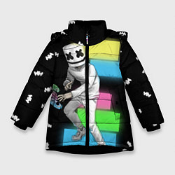 Куртка зимняя для девочки Marshmello 80's, цвет: 3D-черный