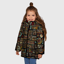 Куртка зимняя для девочки Этнический орнамент - Африка, цвет: 3D-черный — фото 2