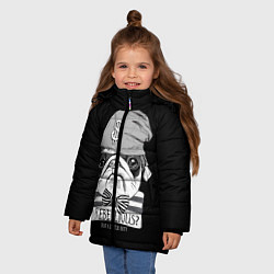 Куртка зимняя для девочки Мопс бандит, цвет: 3D-черный — фото 2