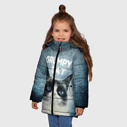 Куртка зимняя для девочки Grumpy Cat, цвет: 3D-светло-серый — фото 2