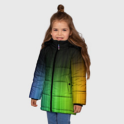 Куртка зимняя для девочки Неоновые полосы - Минимализм, цвет: 3D-черный — фото 2