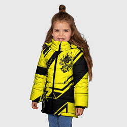 Куртка зимняя для девочки Cyberpunk 2077: Yellow Samurai, цвет: 3D-черный — фото 2