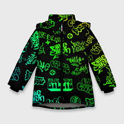 Куртка зимняя для девочки BILLIE EILISH: Grunge Graffiti, цвет: 3D-светло-серый