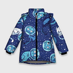 Куртка зимняя для девочки Кот Космонавт, цвет: 3D-светло-серый