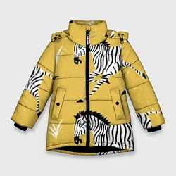 Куртка зимняя для девочки Зебра арт, цвет: 3D-черный