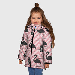 Куртка зимняя для девочки Черный фламинго арт, цвет: 3D-черный — фото 2