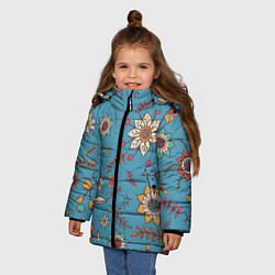 Куртка зимняя для девочки Цветочный рай узор, цвет: 3D-черный — фото 2