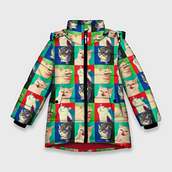 Куртка зимняя для девочки Mem cats, цвет: 3D-красный