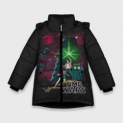 Куртка зимняя для девочки Time Wars, цвет: 3D-черный