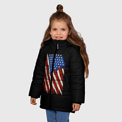 Куртка зимняя для девочки Флаг, цвет: 3D-светло-серый — фото 2
