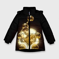Куртка зимняя для девочки Месси шестикратный, цвет: 3D-черный