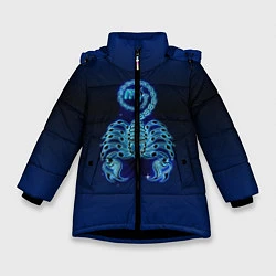 Куртка зимняя для девочки Знаки Зодиака Скорпион, цвет: 3D-черный