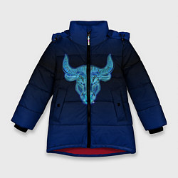 Куртка зимняя для девочки Знаки Зодиака Телец, цвет: 3D-красный