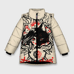Куртка зимняя для девочки Принцесса Мононоке, цвет: 3D-черный