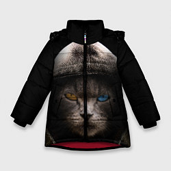 Куртка зимняя для девочки Уличный кот, цвет: 3D-красный