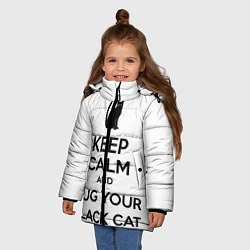 Куртка зимняя для девочки Обними своего черного кота, цвет: 3D-черный — фото 2