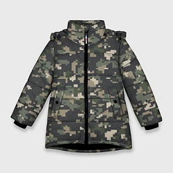 Куртка зимняя для девочки Пиксельный камуфляж, цвет: 3D-черный
