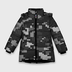 Куртка зимняя для девочки Пиксельный камуфляж, цвет: 3D-черный