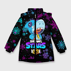 Куртка зимняя для девочки BRAWL STARS LEON НОВОГОДНИЙ, цвет: 3D-черный