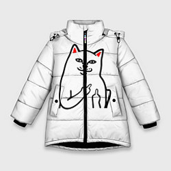 Куртка зимняя для девочки Meme Cat, цвет: 3D-черный