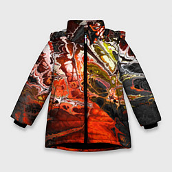 Куртка зимняя для девочки Nu abstracts art, цвет: 3D-черный