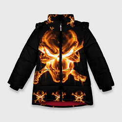 Куртка зимняя для девочки Черепа, цвет: 3D-красный