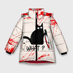 Куртка зимняя для девочки What cat, цвет: 3D-красный