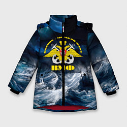 Куртка зимняя для девочки Военно-морской флот, цвет: 3D-красный