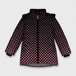 Куртка зимняя для девочки Ромбы, цвет: 3D-светло-серый
