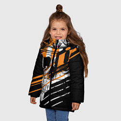 Куртка зимняя для девочки Череп Icon оранжевый, цвет: 3D-черный — фото 2