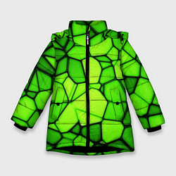 Куртка зимняя для девочки Зеленая мозаика, цвет: 3D-черный