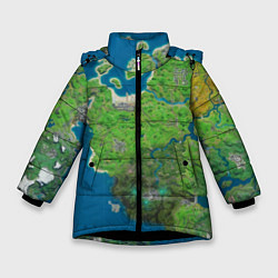 Куртка зимняя для девочки Fortnite карта, цвет: 3D-черный