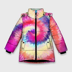 Куртка зимняя для девочки Tie Dye vortex, цвет: 3D-черный
