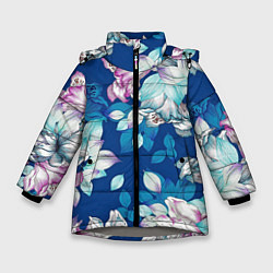 Куртка зимняя для девочки Нежные цветы, цвет: 3D-светло-серый