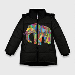 Куртка зимняя для девочки Слон, цвет: 3D-черный