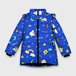 Куртка зимняя для девочки Magical unicorn, цвет: 3D-черный