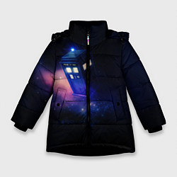 Куртка зимняя для девочки TARDIS, цвет: 3D-черный