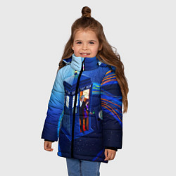 Куртка зимняя для девочки ДОКТОР И КЛАРА И ТАРДИС, цвет: 3D-красный — фото 2