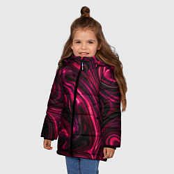Куртка зимняя для девочки Abstract Fluid, цвет: 3D-черный — фото 2